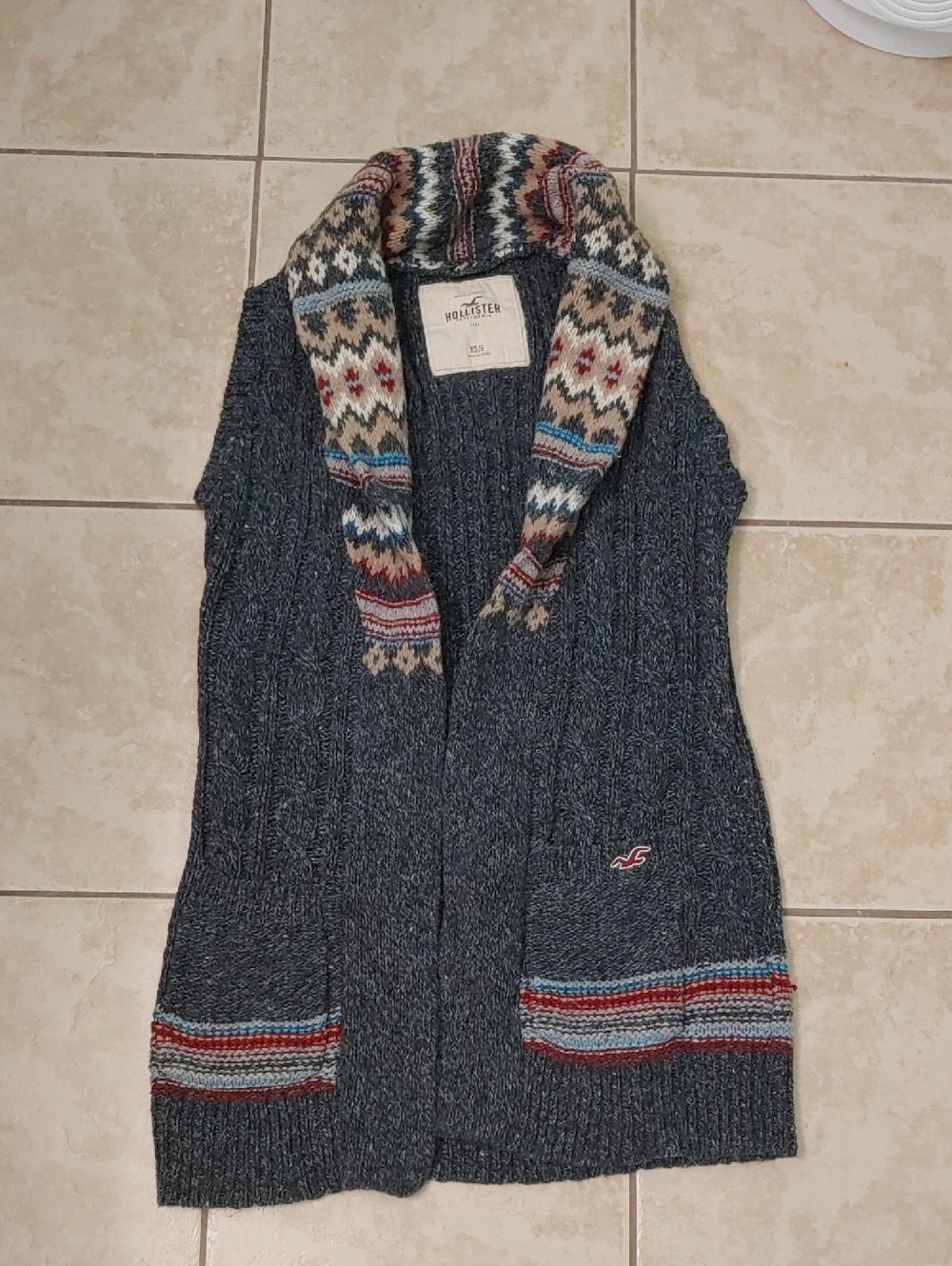 Vintage Y2K Hollister Sweater Fair Isle Cardigan Vest Women's Size XS\S